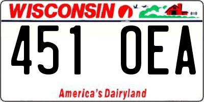 WI license plate 451OEA