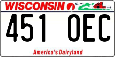WI license plate 451OEC