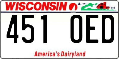 WI license plate 451OED