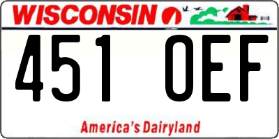 WI license plate 451OEF
