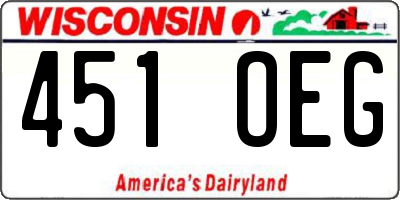 WI license plate 451OEG