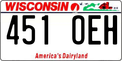 WI license plate 451OEH