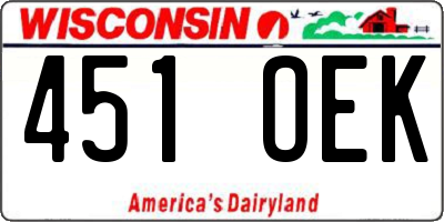WI license plate 451OEK