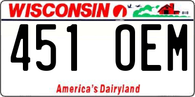 WI license plate 451OEM