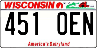 WI license plate 451OEN
