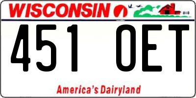 WI license plate 451OET