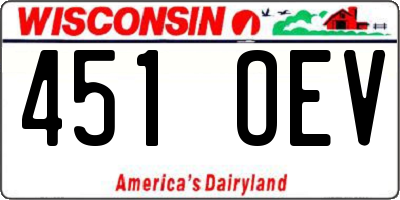 WI license plate 451OEV