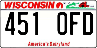 WI license plate 451OFD