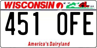 WI license plate 451OFE