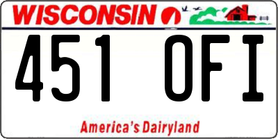WI license plate 451OFI