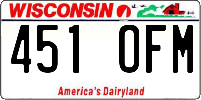 WI license plate 451OFM