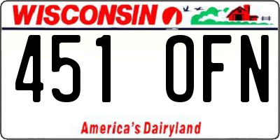 WI license plate 451OFN
