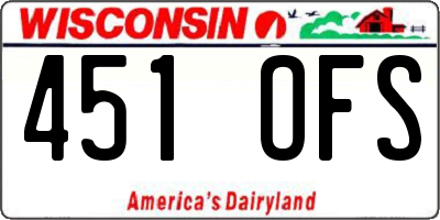 WI license plate 451OFS
