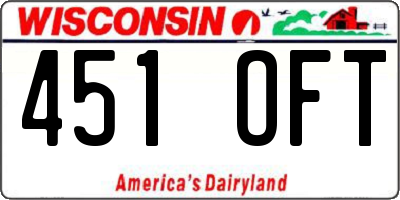 WI license plate 451OFT