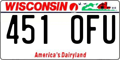 WI license plate 451OFU
