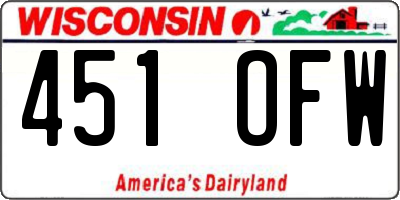 WI license plate 451OFW