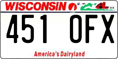 WI license plate 451OFX