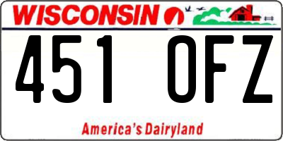 WI license plate 451OFZ
