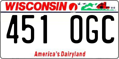 WI license plate 451OGC