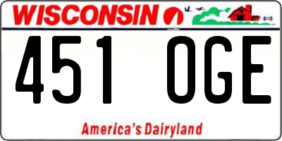 WI license plate 451OGE