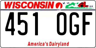 WI license plate 451OGF