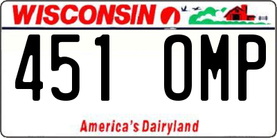 WI license plate 451OMP
