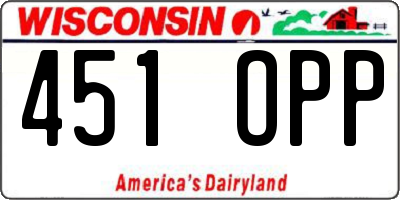 WI license plate 451OPP