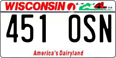 WI license plate 451OSN