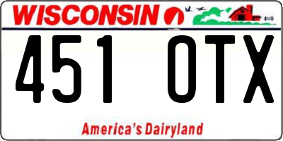 WI license plate 451OTX