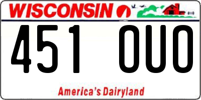 WI license plate 451OUO