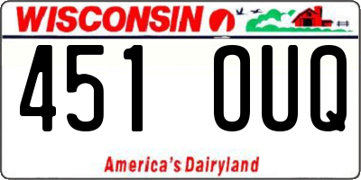 WI license plate 451OUQ