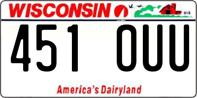 WI license plate 451OUU