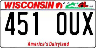 WI license plate 451OUX