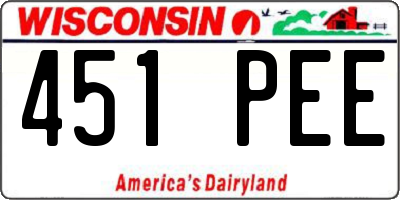 WI license plate 451PEE