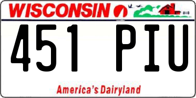 WI license plate 451PIU