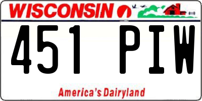 WI license plate 451PIW