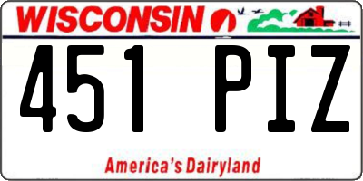 WI license plate 451PIZ