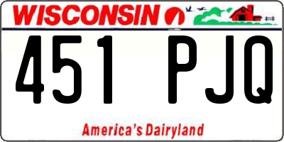 WI license plate 451PJQ