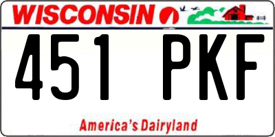WI license plate 451PKF