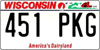 WI license plate 451PKG