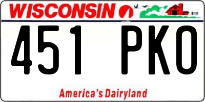 WI license plate 451PKO