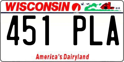 WI license plate 451PLA
