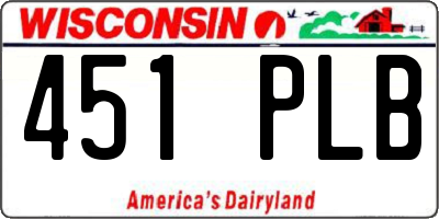 WI license plate 451PLB