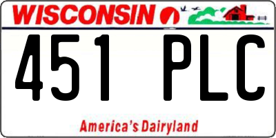 WI license plate 451PLC