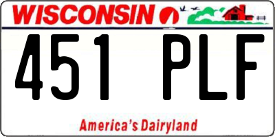 WI license plate 451PLF
