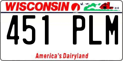 WI license plate 451PLM