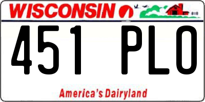 WI license plate 451PLO
