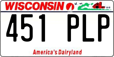 WI license plate 451PLP