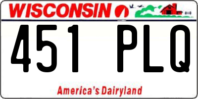 WI license plate 451PLQ