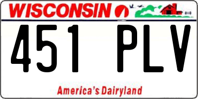WI license plate 451PLV